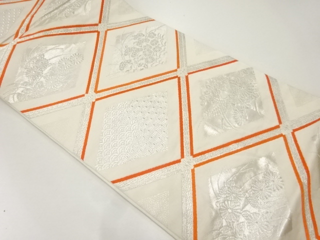 JAPANESE FUKURO OBI / WOVEN FLOWER CLASSICAL PATTERN / BY WATABUN